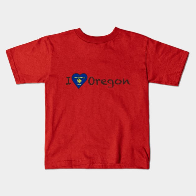 I Love Oregon Kids T-Shirt by JellyFish92